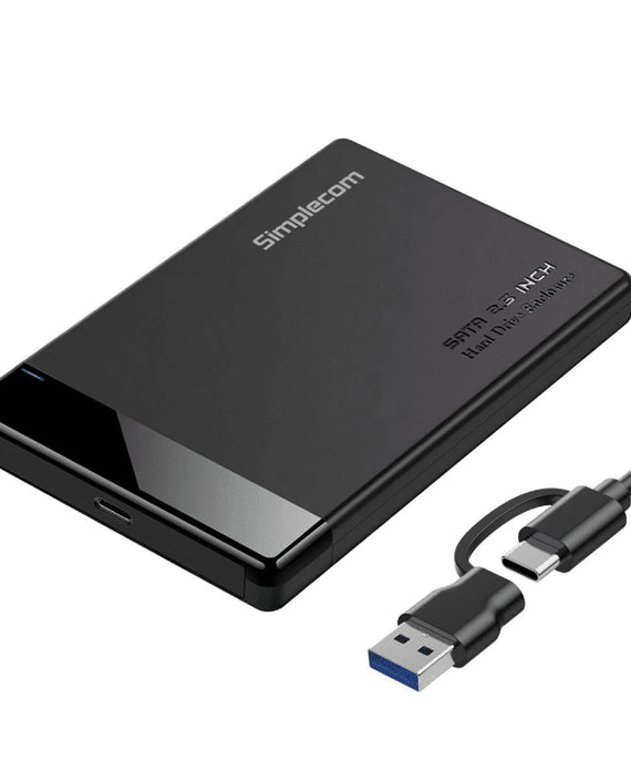 Simplecom SE109 Tool-free 2.5' SATA HDD SSD to USB-C Enclosure USB 3.2 Gen 1 Compatible with 7mm and 9.5mm laptop 2.5' SATA HDD/SSD - Leader Electronics