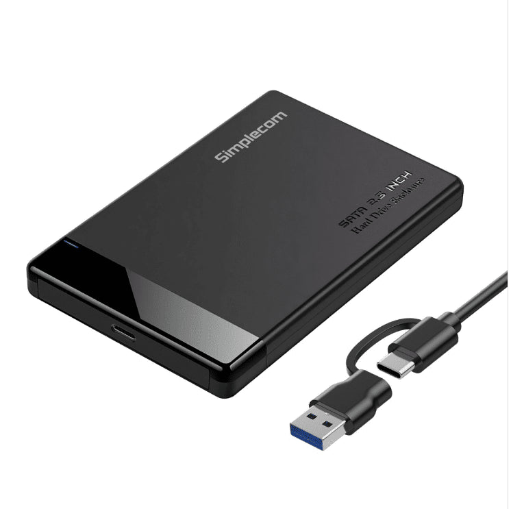 Simplecom SE109 Tool-free 2.5' SATA HDD SSD to USB-C Enclosure USB 3.2 Gen 1 Compatible with 7mm and 9.5mm laptop 2.5' SATA HDD/SSD - Leader Electronics