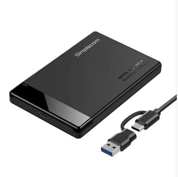 Simplecom SE109 Tool-free 2.5' SATA HDD SSD to USB-C Enclosure USB 3.2 Gen 1 Compatible with 7mm and 9.5mm laptop 2.5' SATA HDD/SSD - Leader Electronics