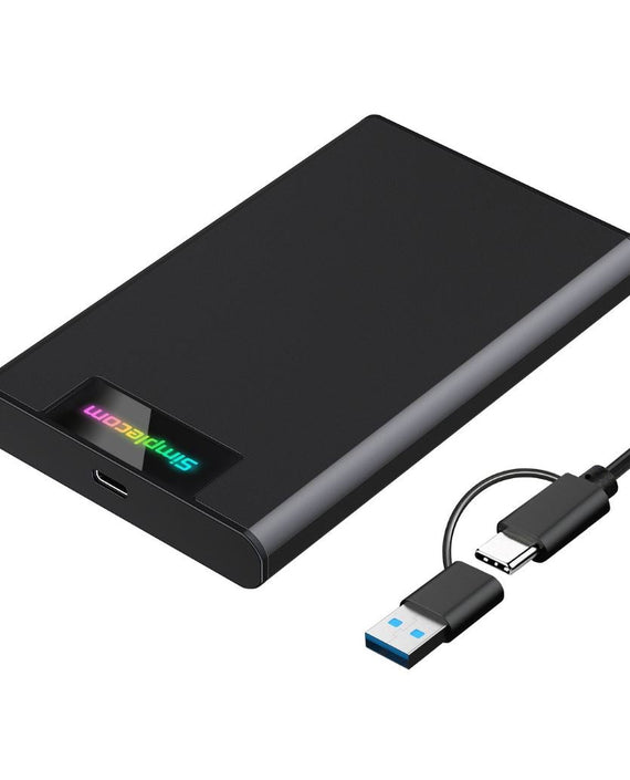 Simplecom SE239 Tool-free 2.5' SATA HDD SSD to USB-C Enclosure with RGB Lights USB 3.2 Gen 2 2 interface, utilize full speed of SATA SSD up to 6Gbps - Leader Electronics