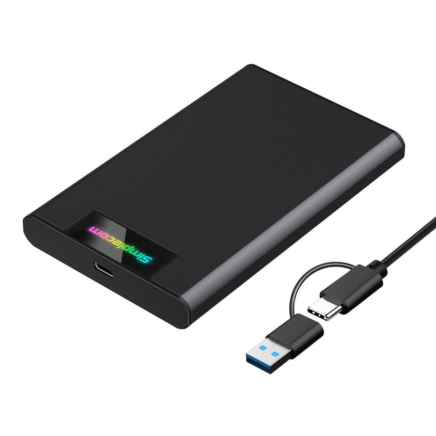 Simplecom SE239 Tool-free 2.5' SATA HDD SSD to USB-C Enclosure with RGB Lights USB 3.2 Gen 2 2 interface, utilize full speed of SATA SSD up to 6Gbps - Leader Electronics