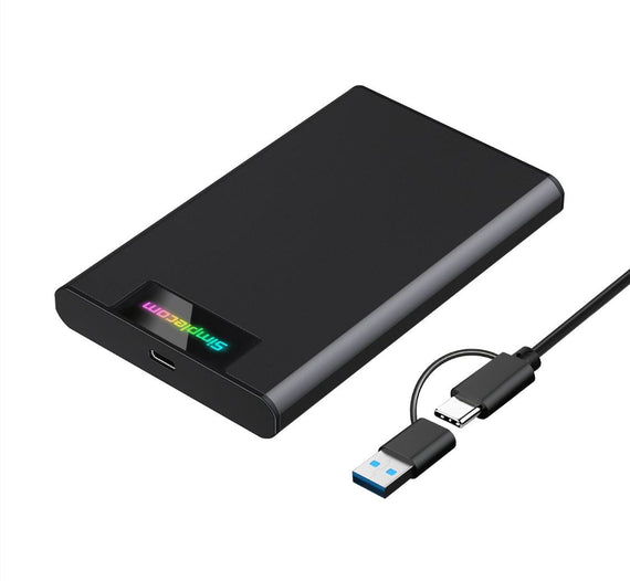 Simplecom SE239 Tool-free 2.5' SATA HDD SSD to USB-C Enclosure with RGB Lights USB 3.2 Gen 2 2 interface, utilize full speed of SATA SSD up to 6Gbps - Leader Electronics