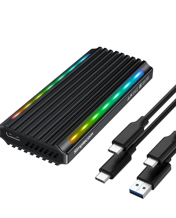 Simplecom SE525 NVMe / SATA M.2 SSD USB-C Enclosure with RGB Light USB 3.2 Gen 2 10Gbps - Leader Electronics