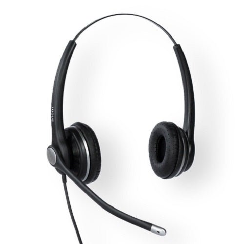 SNOM A100D Wideband Binaural Headset For Snom-D3xx/D7xx/7xx, 300° Frlexible Boom, Passive Noise Cancelling Microphone - Leader Electronics