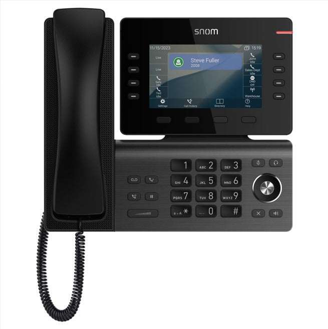 SNOM D812 Desk Telephone, 5' color LCD Screen with 8 SIP accounts, GigE ethernet switch, and 1 USB port, 8 (28) Self-Labeling Keys, PoE, 3Y Warranty - Leader Electronics