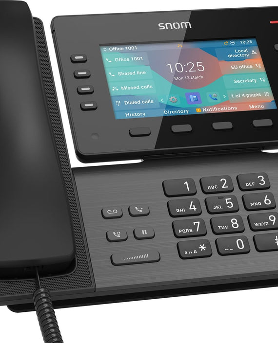 SNOM D862, Large tilting 5 inch IPS colour display, High speed USB 2.0 connection, 8 programmable function keys, Optimised noise reduction HD audio - Leader Electronics