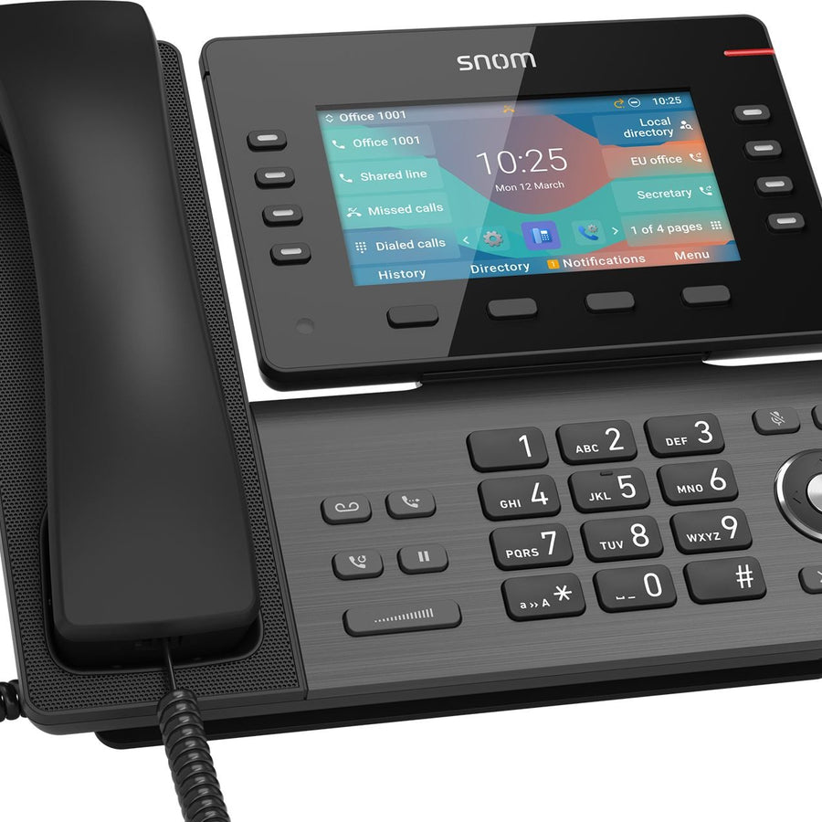 SNOM D862, Large tilting 5 inch IPS colour display, High speed USB 2.0 connection, 8 programmable function keys, Optimised noise reduction HD audio - Leader Electronics