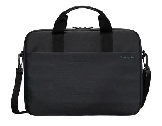 Targus 15'-16' Intellect® Slim Briefcase Zippered padded front pocket Removable adjustable shoulder strap carry handles water-resistant fabric Black - Leader Electronics