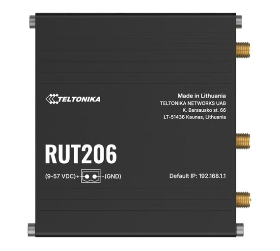Teltonika RUT206 Industrial 4G Router, Cat 4, RS232 & RS485 for serial communication, 2-PIN POWER INPUT, Active and Passive PoE inputs - Leader Electronics