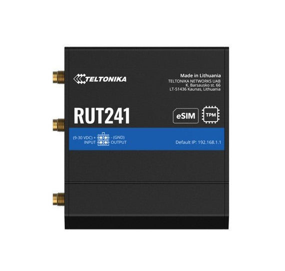 Teltonika RUT241 eSIM™ Industrial 4G Router,Global Version, Instant LTE Failover, Compact and Powerful Industrial 4G LTE Router/Firewall, PSU included - Leader Electronics