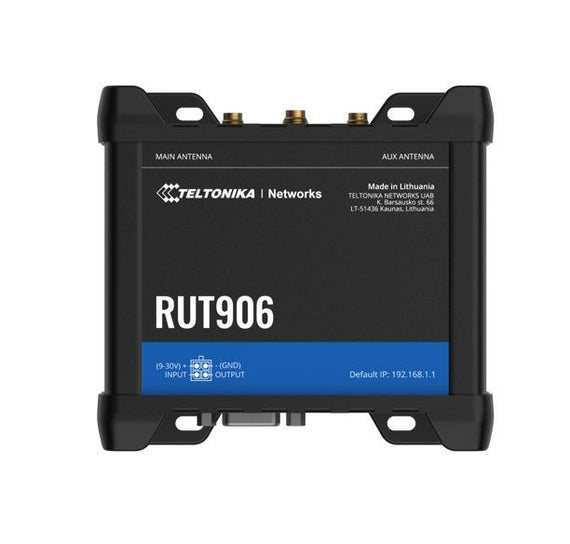 Teltonika RUT906 Industrial Cellular Router, Dual-SIM Cellular 4G LTE, WAN Failover, with 4x Ethernet Ports, PSU included - Leader Electronics