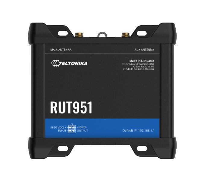 Teltonika RUT951 Industrial Cellular Router, 4G LTE (Cat 4), Dual SIM,WI-FI, Automatic WAN Failover, PSU included - Leader Electronics