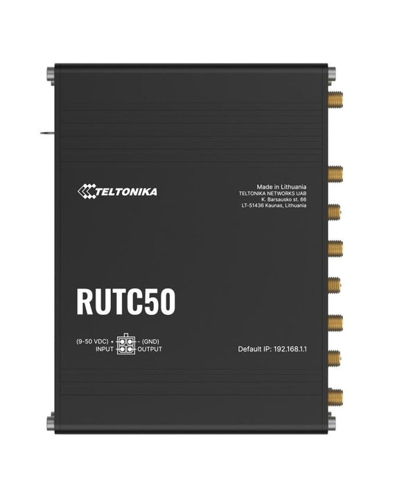 Teltonika RUTC50 5G Ultra-high Cellular, Dual-Band Wi-Fi 6 with Multi-User MIMO, Dual SIM, Ultra-high cellular speeds of up to 3.4 Gbps, PSU included - Leader Electronics
