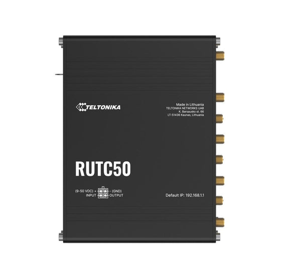 Teltonika RUTC50 5G Ultra-high Cellular, Dual-Band Wi-Fi 6 with Multi-User MIMO, Dual SIM, Ultra-high cellular speeds of up to 3.4 Gbps, PSU included - Leader Electronics