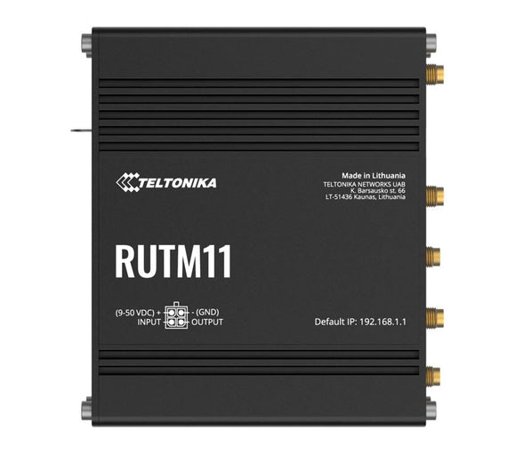 Teltonika RUTM11 Industrial 4G LTE Dual-band Wi-Fi, 4 x Gigabit RJ45 ports, USB, and up to 128 tag/port-based VLANs, PSU included - Leader Electronics