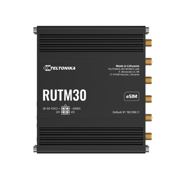 Teltonika RUTM30 Compact 5G Router, 5G dual SIM cellular, 5 Gigabit Ethernet ports, Dual-Band Wi-Fi, Backward Compatible with 4G, PSU included - Leader Electronics