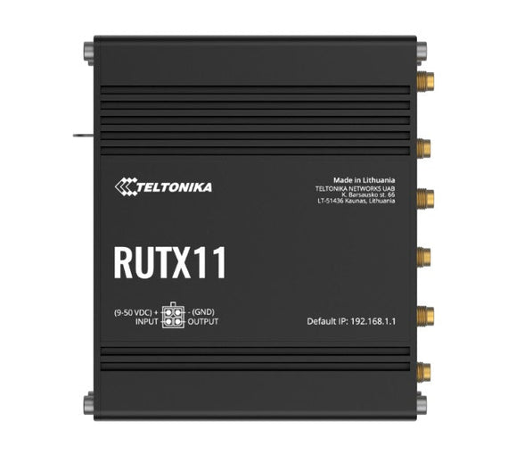Teltonika RUTX11 Industrial Cellular Router, 4G LTE CAT 6, Dual SIM with auto failover, Backup WAN, Dual Band WiFi, Bluetooth LE, PSU included - Leader Electronics