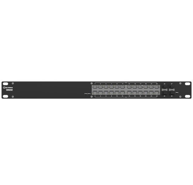 Teltonika SWM282 PoE+ managed switch, 24 PoE+ ports with up to 30W per port, 10/100/1000 Mbps, 2 years of Free RMS Management - Leader Electronics