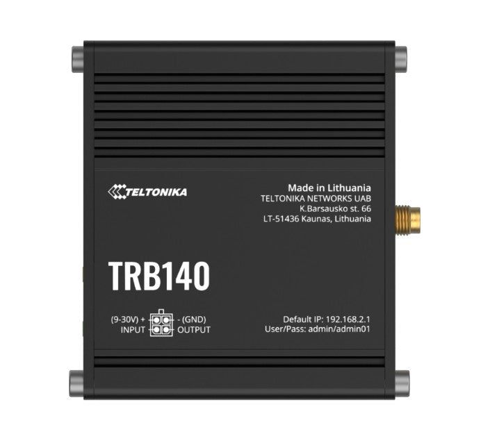 Teltonika TRB140 Industrial Rugged LTE Gateway, 4G/LTE (Cat 4), Compatible with Industrial DNP3 & Modbus Communication Protocols, PSU included - Leader Electronics