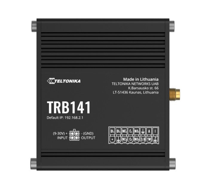 Teltonika TRB141 Industrial Rugged GPIO LTE Gateway, 4G/LTE (Cat 1), I/O Connector Block, Micro-USB, Compatible with Industrial DNP3, PSU included - Leader Electronics