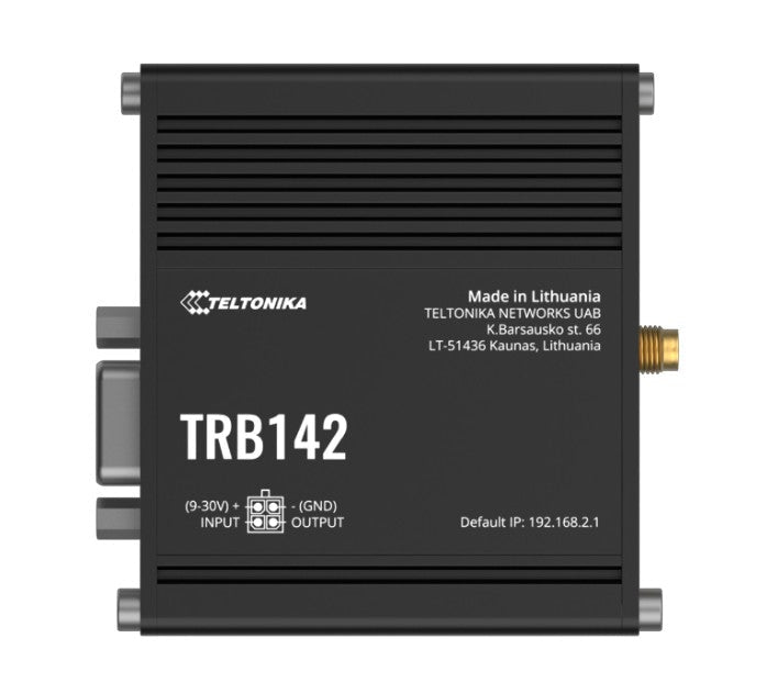 Teltonika TRB142 Industrial Rugged LTE RS232 Gateway, 4G/LTE (Cat 1), Equipped with RS232, Compatible with Industrial DNP3, PSU included - Leader Electronics