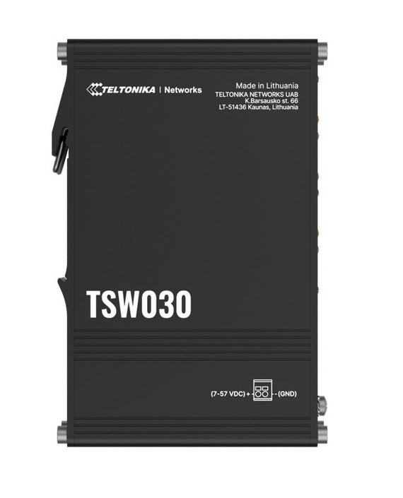 Teltonika TSW030 8-PORT ETHERNET SWITCH, 2-PIN Power Input, 10/100 Mbps,Integreated DIN Rail (Plug&Play Deployment), Supports auto MDI/MDIX crossover - Leader Electronics