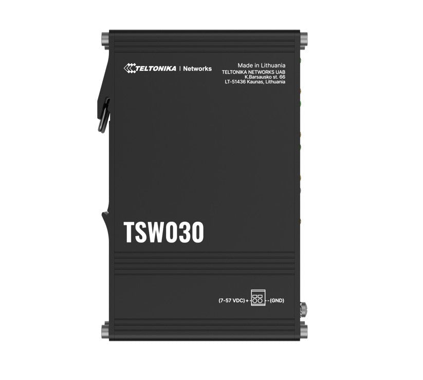 Teltonika TSW030 8-PORT ETHERNET SWITCH, 2-PIN Power Input, 10/100 Mbps,Integreated DIN Rail (Plug&Play Deployment), Supports auto MDI/MDIX crossover - Leader Electronics