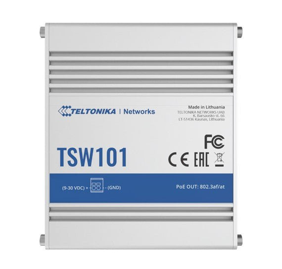 Teltonika TSW101 Automotive POE+ Switch, 4x PoE Ports, 5 x Gigabit Ethernet Ports with speeds of up to 1000 Mbps, PSU excluded - Leader Electronics