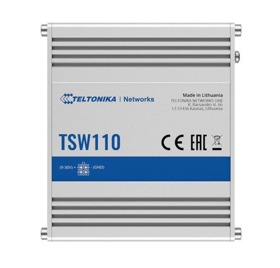 Teltonika TSW110 L2 Unmanaged Ethernet Switch, 5 x Gigabit Ethernet with speeds up to 1000 Mbps, PSU included - Leader Electronics