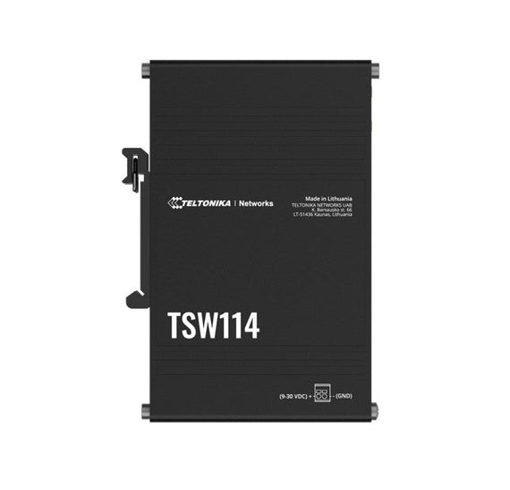 Teltonika TSW114 Gigabit DIN Rail Ethernet Switch,Easy Mounting, 5x Gigabit Ethernet Ports with speeds of up to 1000 Mbps, PSU excluded - Leader Electronics