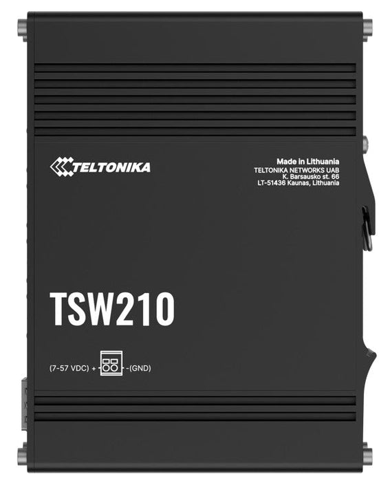 Teltonika TSW210 Industrial Ethernet Switch, 2x SFP Ports, 8x Gigabit Ethernet Ports with speeds of up to 1000 Mbps, DIN Rail, PSU excluded - Leader Electronics