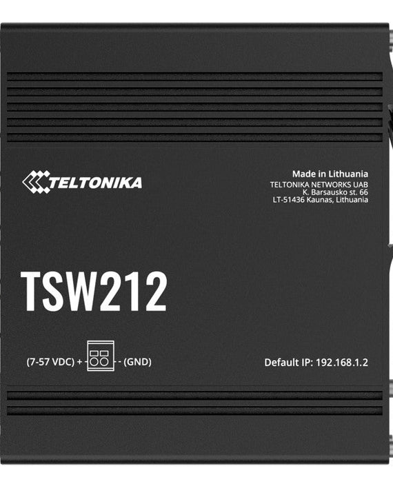 Teltonika TSW212 Managed Ethernet Switch, L2 with additional L3 Features, Supports Profinet, 8 x Gigabit Ethernet Ports, 2 x SFP Ports, PSU excluded - Leader Electronics