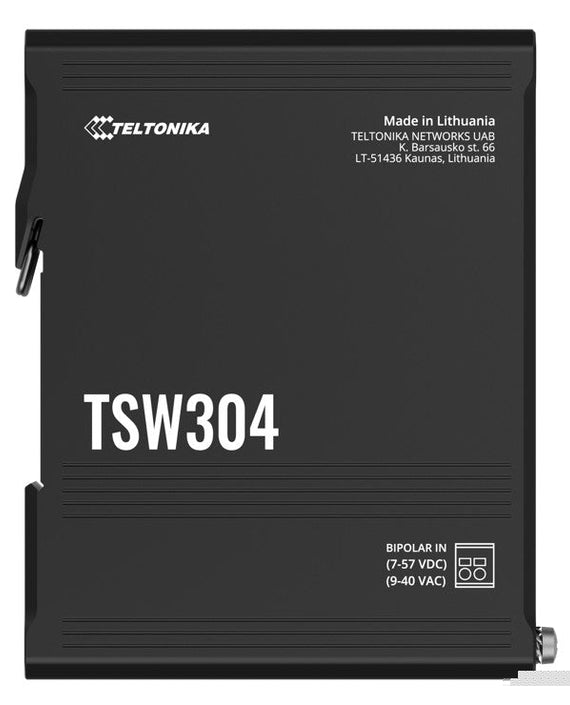 Teltonika TSW304 DIN Rail Ethernet Switch, 4x Gigabit Ethernet with speeds of up to 1000 Mbpsl, Wide Range of Voltages, PSU excluded - Leader Electronics