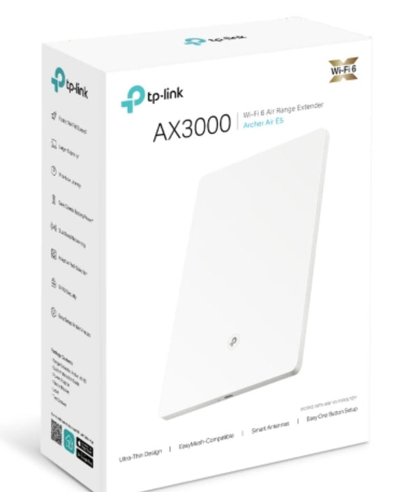TP-Link Archer Air E5 AX3000 Dual-Band Wi-Fi 6 Air Range Extender, 574Mbps @2.4GHz + 2402Mbps @5GHz , 8mm Ultra-thin Shell, Multiple Install Design - Leader Electronics