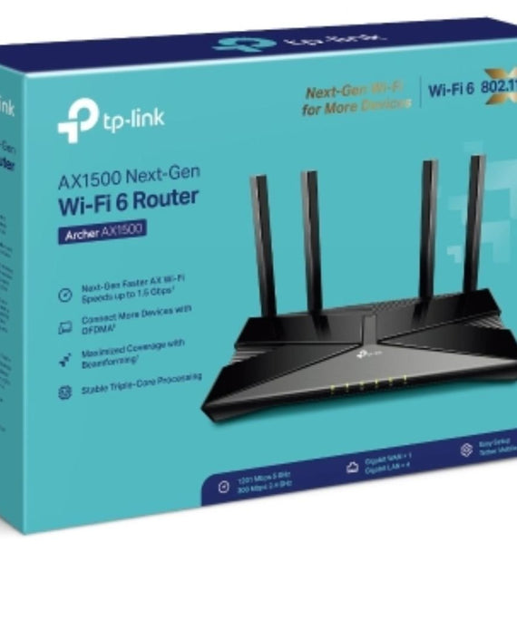 TP-Link Archer AX1500 AX1500 Wi-Fi 6 Router (802.11ax) Router 4x Gigabit Ports (WIFI6), 300 Mbps at 2.4 GHz + 1201 Mbps at 5 GHz - Leader Electronics