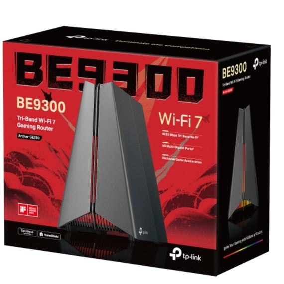 TP-Link Archer GE550 BE9300 Tri-Band Wi-Fi 7 Gaming Router (WIFI7) 574 Mbps at 2.4 GHz + 2882 Mbps at 5 GHz + 5764 Mbps at 6 GHz, 4× Internal Antenna - Leader Electronics