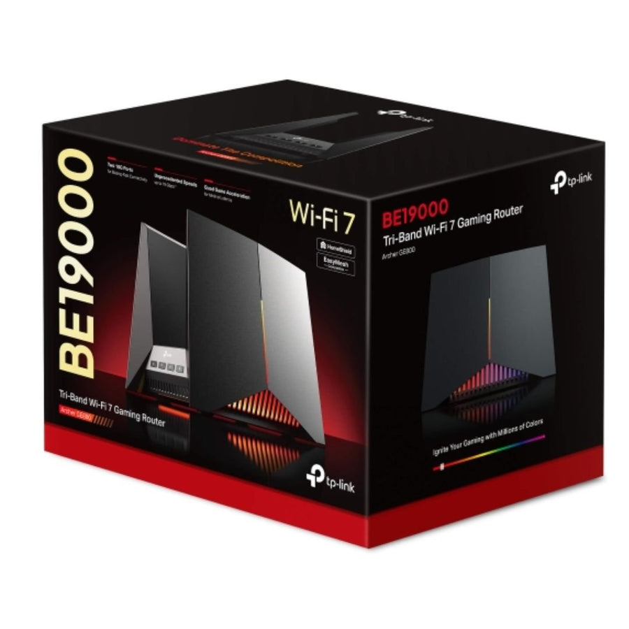 TP-Link Archer GE800 BE19000 Tri-Band Wi-Fi 7 Gaming Router (WIFI7) 1376 Mbps at 2.4 GHz + 5760 Mbps at 5 GHz + 11520 Mbps at 6 GHz, 8× Internal Anten - Leader Electronics