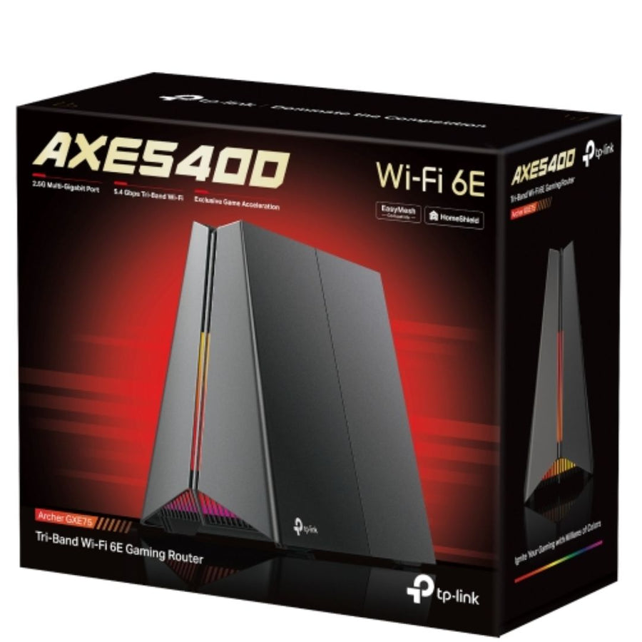 TP-Link Archer GXE75 AXE5400 Tri-Band Wi-Fi 6E Gaming Router, 574 Mbps at 2.4 GHz + 2402 Mbps at 5 GHz + 2402 Mbps at 6 GHz - Leader Electronics