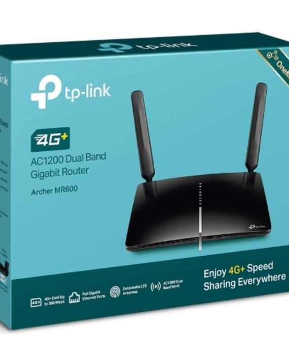 TP-Link Archer MR600 4G+ Cat6 AC1200 Wireless Dual Band Gigabit Router OneMesh 300Mbps@2.5Ghz 867Mbps@5Ghz, 4G+ SIM Slot, 2 Detach. LTE Antennas - Leader Electronics