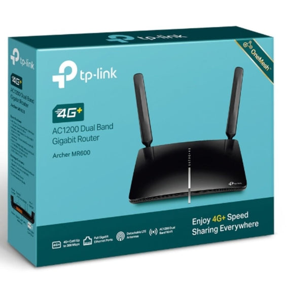 TP-Link Archer MR600 4G+ Cat6 AC1200 Wireless Dual Band Gigabit Router OneMesh 300Mbps@2.5Ghz 867Mbps@5Ghz, 4G+ SIM Slot, 2 Detach. LTE Antennas - Leader Electronics