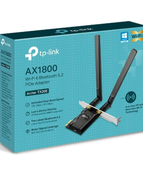 TP-Link Archer TX20E AX1800 Wi-Fi 6 Bluetooth 5.2 PCIe Adapter, 1201Mbps@5GHz, 574Mbps@2.4GHz - Leader Electronics