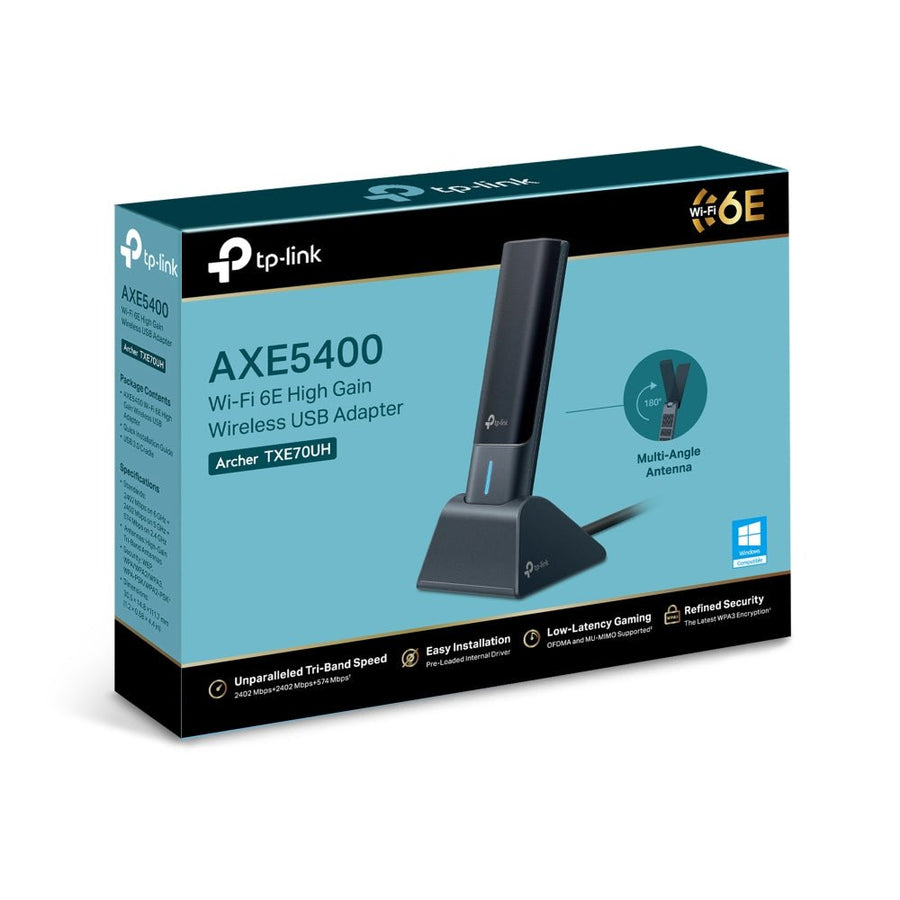 TP-Link Archer TXE70UH AXE5400 Wi-Fi 6E High Gain Wireless USB Adapter, WiFi 6E, Speeds up to 2402Mbps@6GHz, 2402Mbps@5GHz, 574Mbps@2.4GHz - Leader Electronics