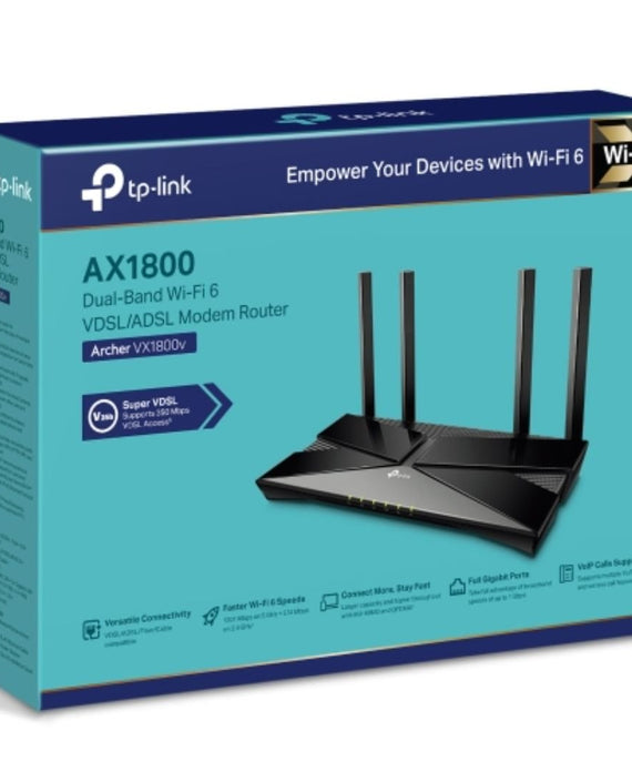 TP-Link Archer VX1800v AX1800 Dual-Band Wi-Fi 6 VDSL Modem Router With VoIP, 574 Mbps at 2.4 GHz + 1201 Mbps at 5 GHz - Leader Electronics