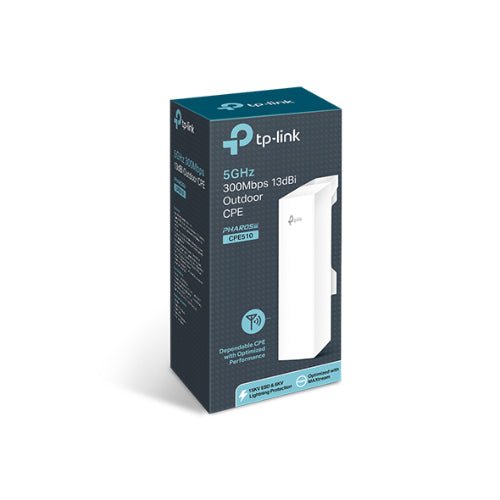 TP-Link CPE510 5GHz 300Mbps 13dBi Outdoor CPE Access Point up to 27dBm, 2T2R, 802.11a/n, 16dBi Directional Antenna, Weatherproof - Leader Electronics