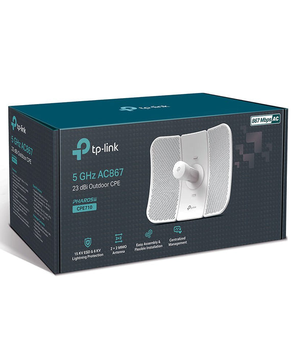 TP-Link CPE710 5GHz AC 867Mbps 23dBi High-gain Directional Outdoor CPE, IP65 Weather Proof, Lightning Protection, Passive POE, Centralised Management - Leader Electronics