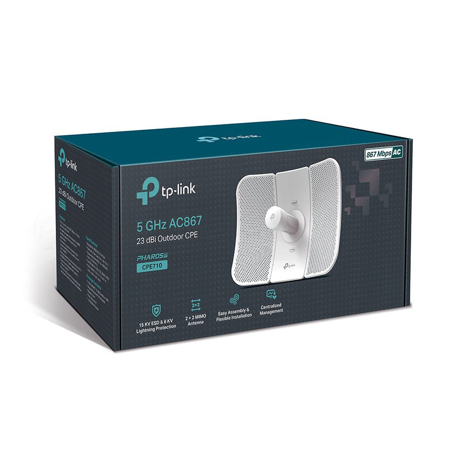 TP-Link CPE710 5GHz AC 867Mbps 23dBi High-gain Directional Outdoor CPE, IP65 Weather Proof, Lightning Protection, Passive POE, Centralised Management - Leader Electronics
