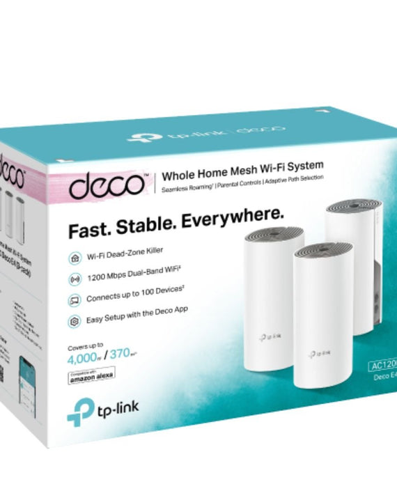 TP-Link Deco E4(3-pack) AC1200 Whole Home Mesh Wi-Fi System, ~370sqm Coverage - Leader Electronics