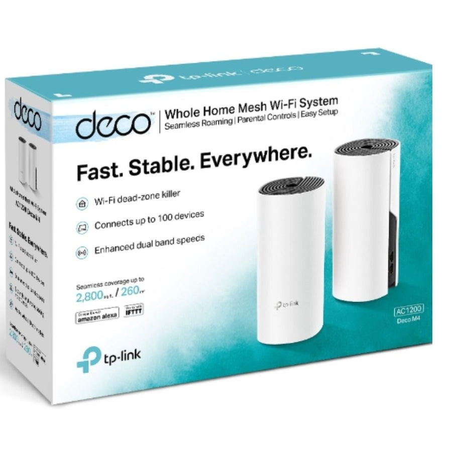 TP-Link Deco M4 (2-pack) AC1200 Whole Home Mesh Wi-Fi System. ~260sqm Coverage, Up to 100 Devices, Parental Control - Leader Electronics