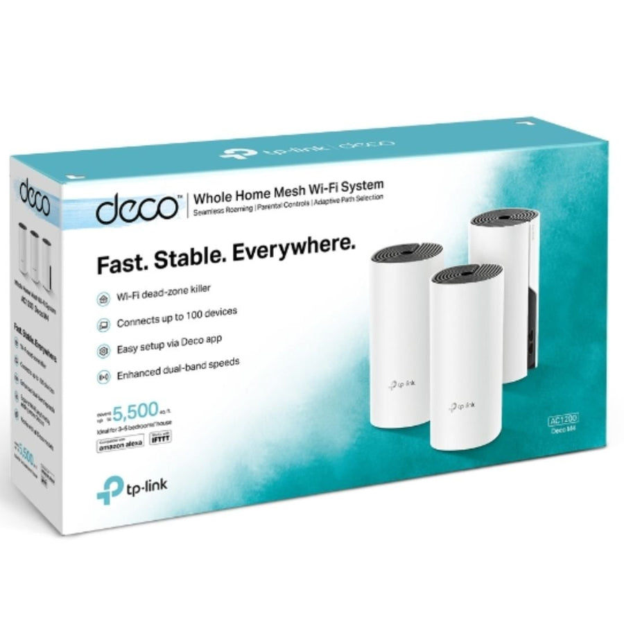 TP-Link Deco M4 (3-pack) AC1200 Whole Home Mesh Wi-Fi System. ~370sqm Coverage, Up to 100 Devices, Parental Control - Leader Electronics