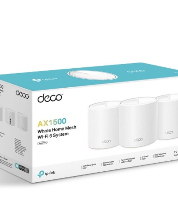 TP-Link Deco X1500(3-pack) AX1500 Whole Home Mesh Wi-Fi 6 System, 300 Mbps at 2.4 GHz + 1201 Mbps at 5 GHz - Leader Electronics